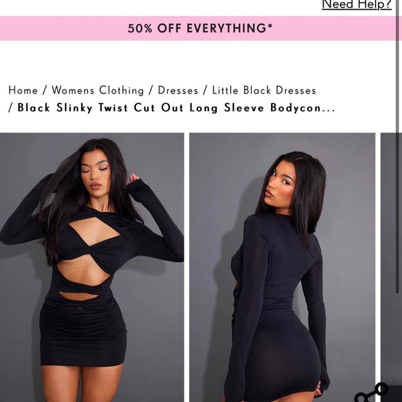 PRETTY LITTLE THING BLACK DRESS - Picture 2 of 3